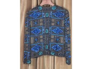 Vintage Scala Art Deco Silk Bead Stained Glass Sequin Jacket